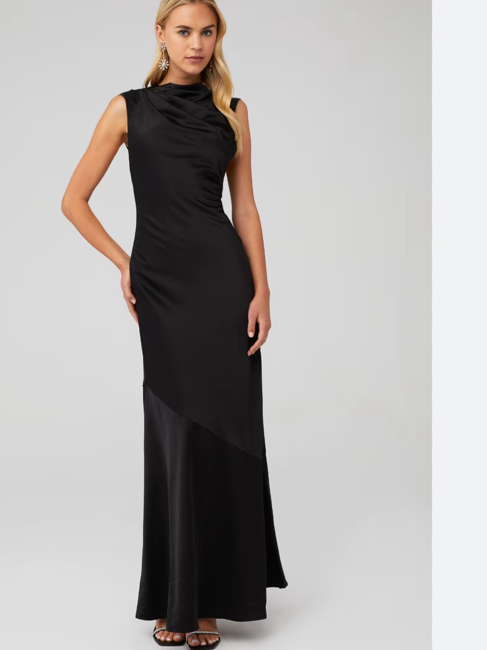 Anthropologie - Significant Other Black Draped Neck Maxi Dress